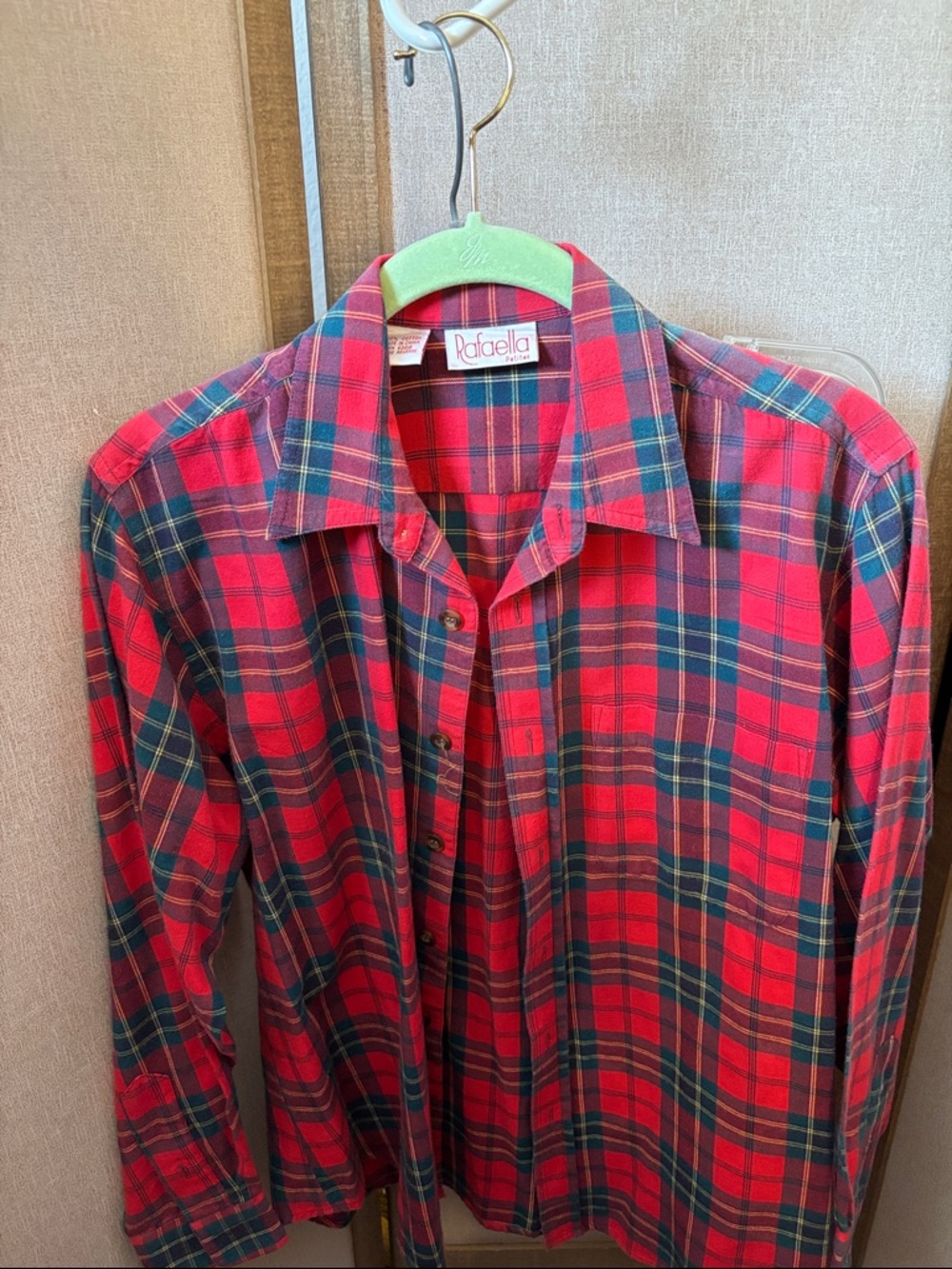 Rafaella Red and Green Plaid Button-Down Shirt 8p